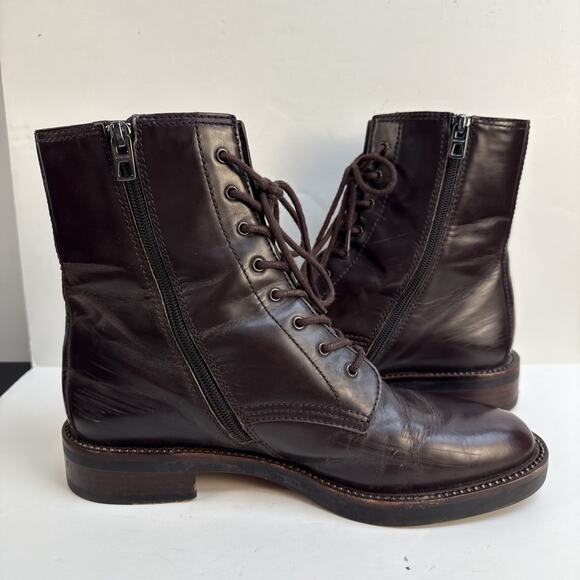 Coach Womens Edison Leather Boots Chestnut Brown sz 9.5 B Side Zipper VG Used - Picture 9 of 14